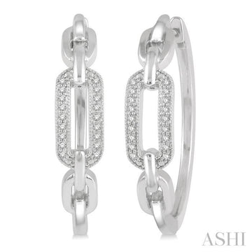 1/10 Ctw Round Cut Diamond Paperclip Hoop Earring in Sterling Silver